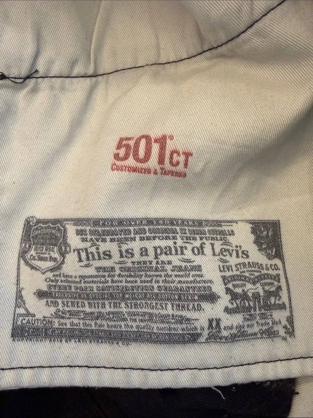 Levis 501 CT Custom Tapered Black Jeans Marbled Charcoal Wash 38x32 Fits 36x30